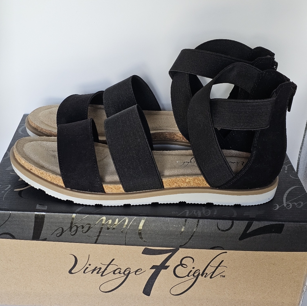 Vintage 7 Eight Womens Sandals Black Size 8